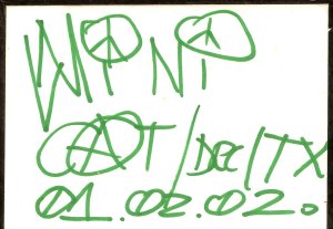 Podpis Mini Cata w moim notesie, uwieczniający nasz meeting z 1 lutego 2002 r.