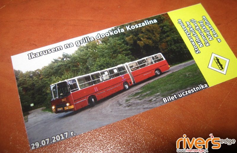 Pamiątkowy bilet z przejazdu Ikarusem na grilla dookoła Koszalina 29.07.2017 r.